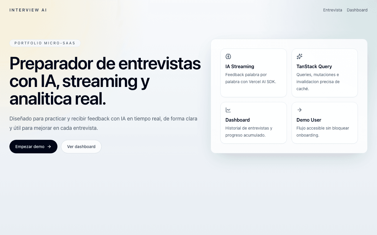 Captura de pantalla del proyecto AI Interview Prep